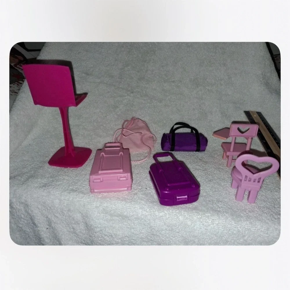 Barbie‎ Doll Accessories Lot: Chairs, Luggage, Bags Multicolor Set